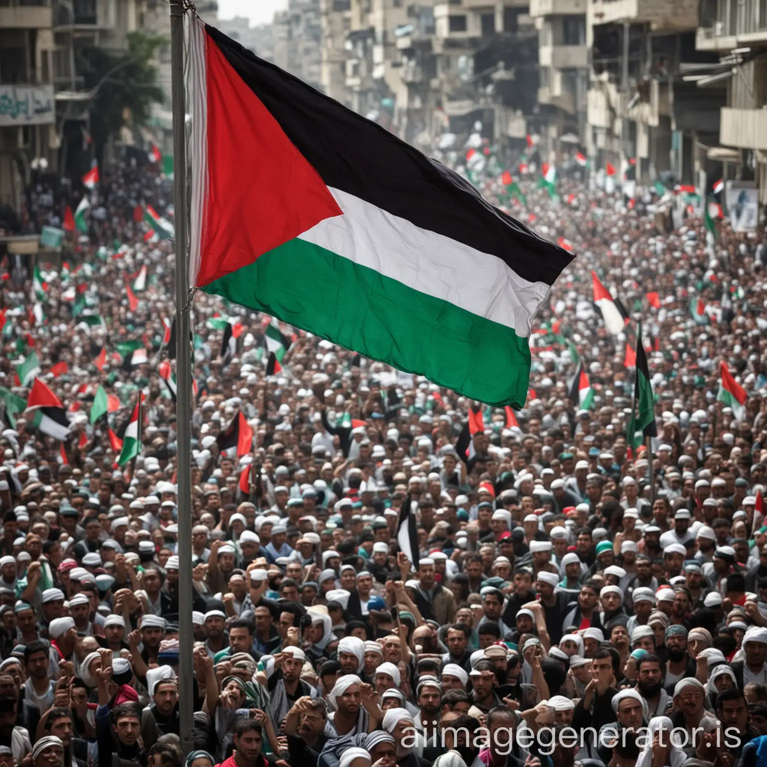 Show palestine flag and people's solidarity 