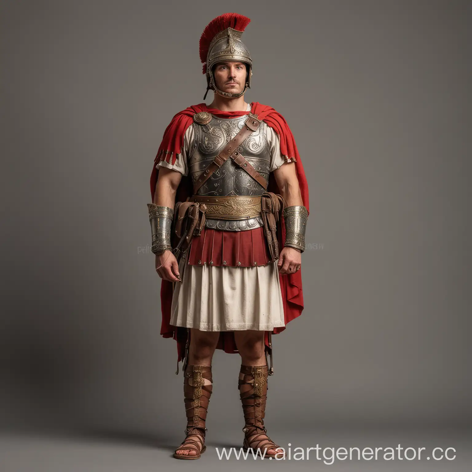 древний римлянин военный в полный рост стоит в полубок без заднего фона