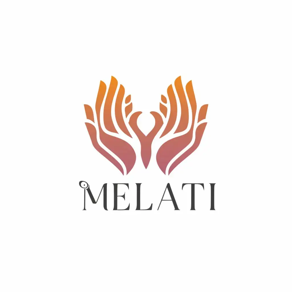 a logo design,with the text "melati", main symbol:hands,Moderate,clear background