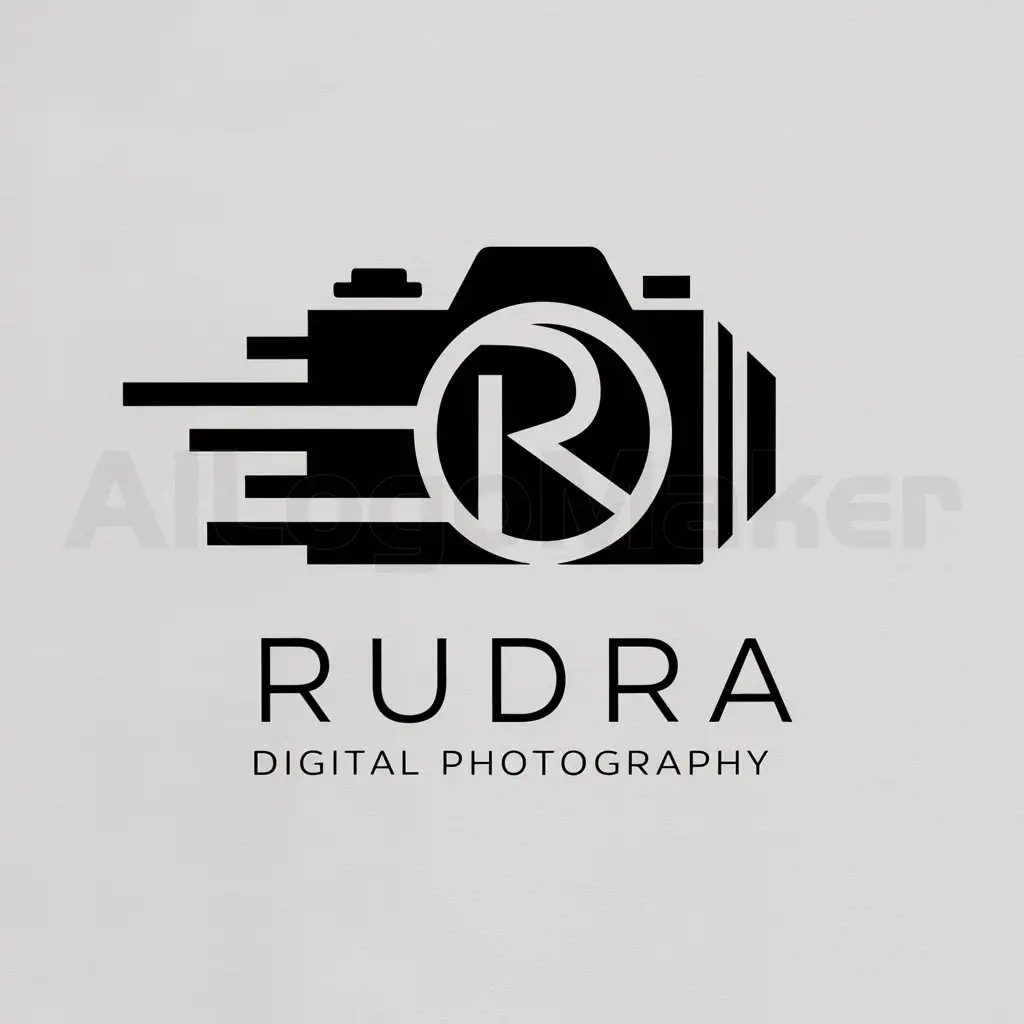 a logo design,with the text "Rudra Digital Photography p", main symbol:Camera,Moderate,clear background