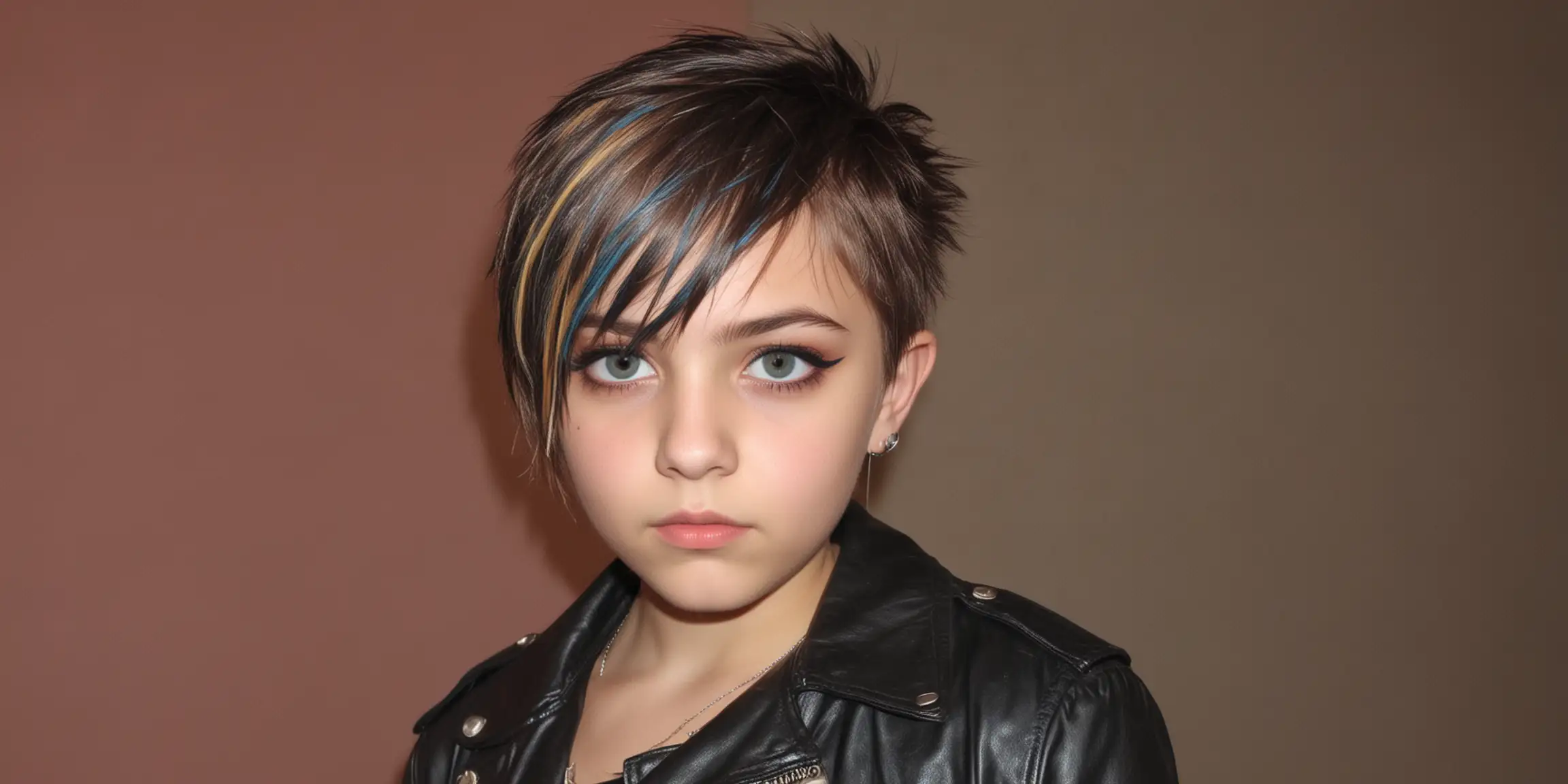 Edgy Preteen Girls with Boys Haircuts and Colored Hair in Leather Jackets