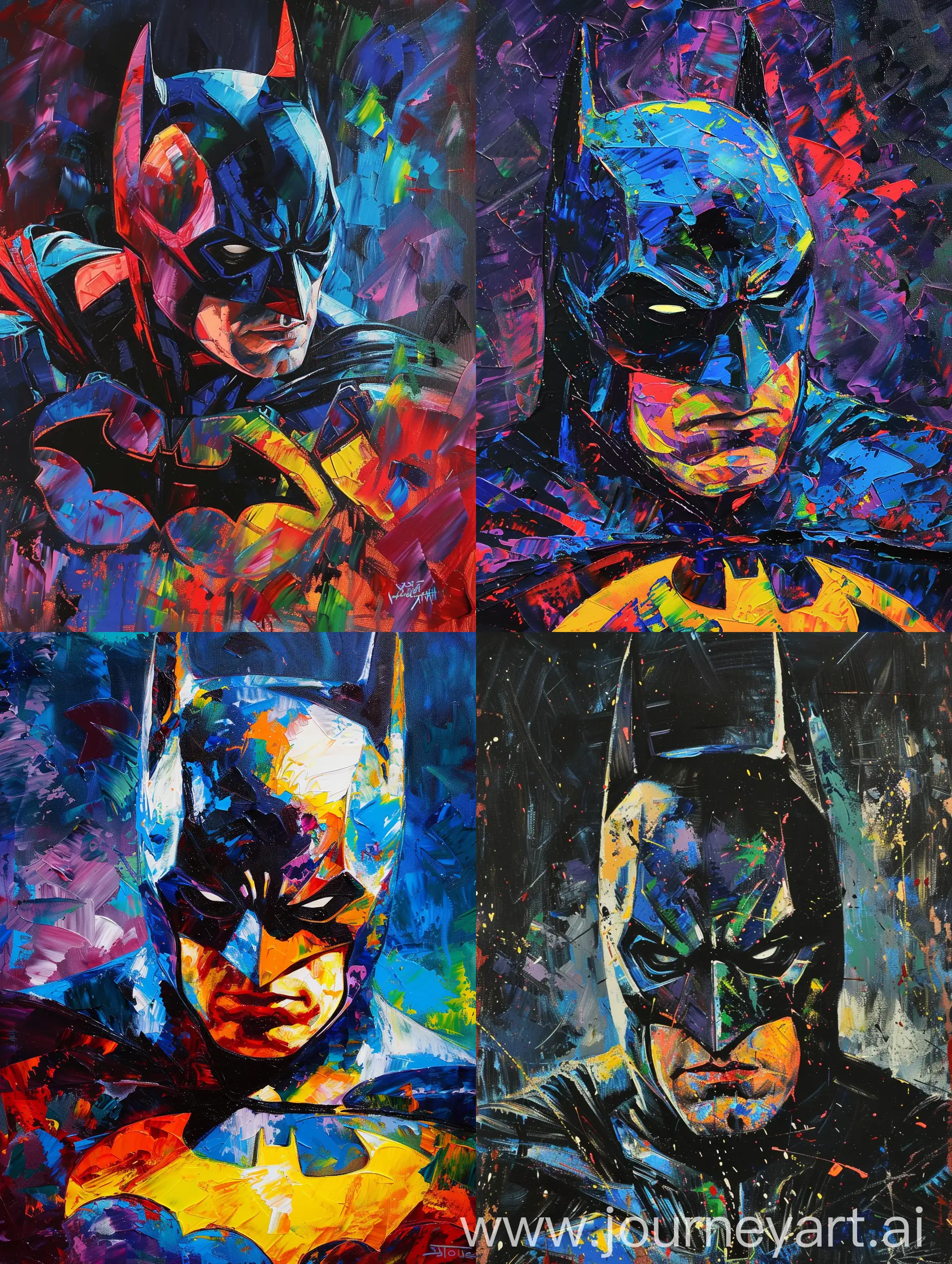 oil painting of batman, extreme radioactive colors, bright, van gogh style
