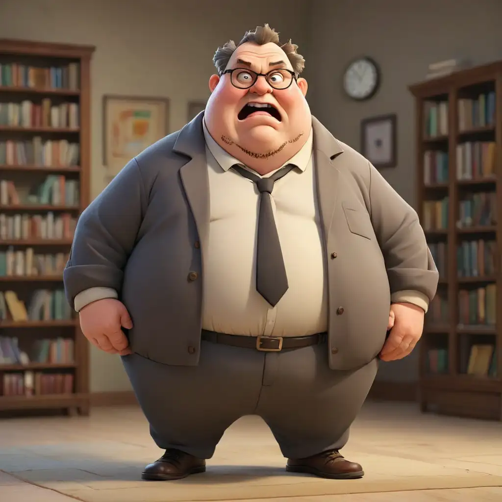 мультяшный чокнутый толстый высокий профессор