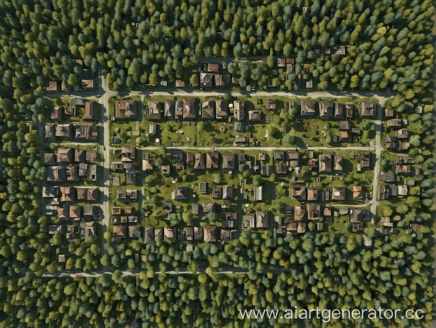 Survival-Game-Map-Village-Buildings-and-Abandoned-Houses-Among-Forests