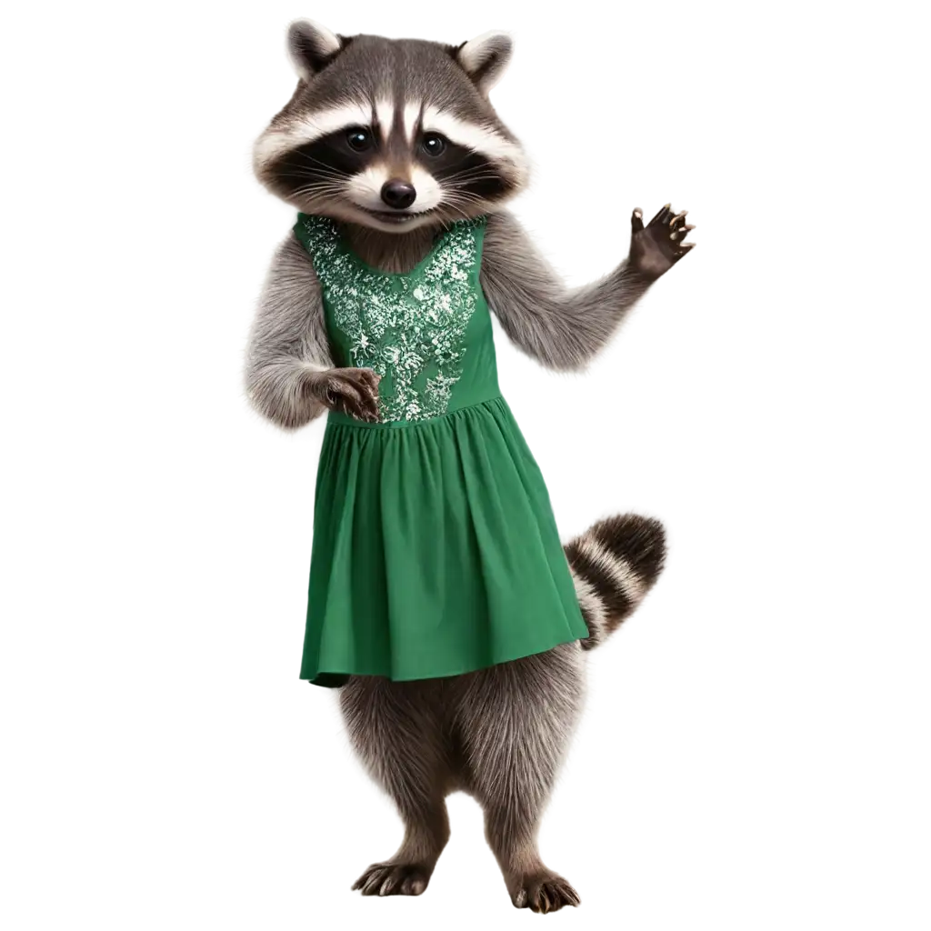 Adorable-Racoon-PNG-Dancing-in-a-Delightful-Dress