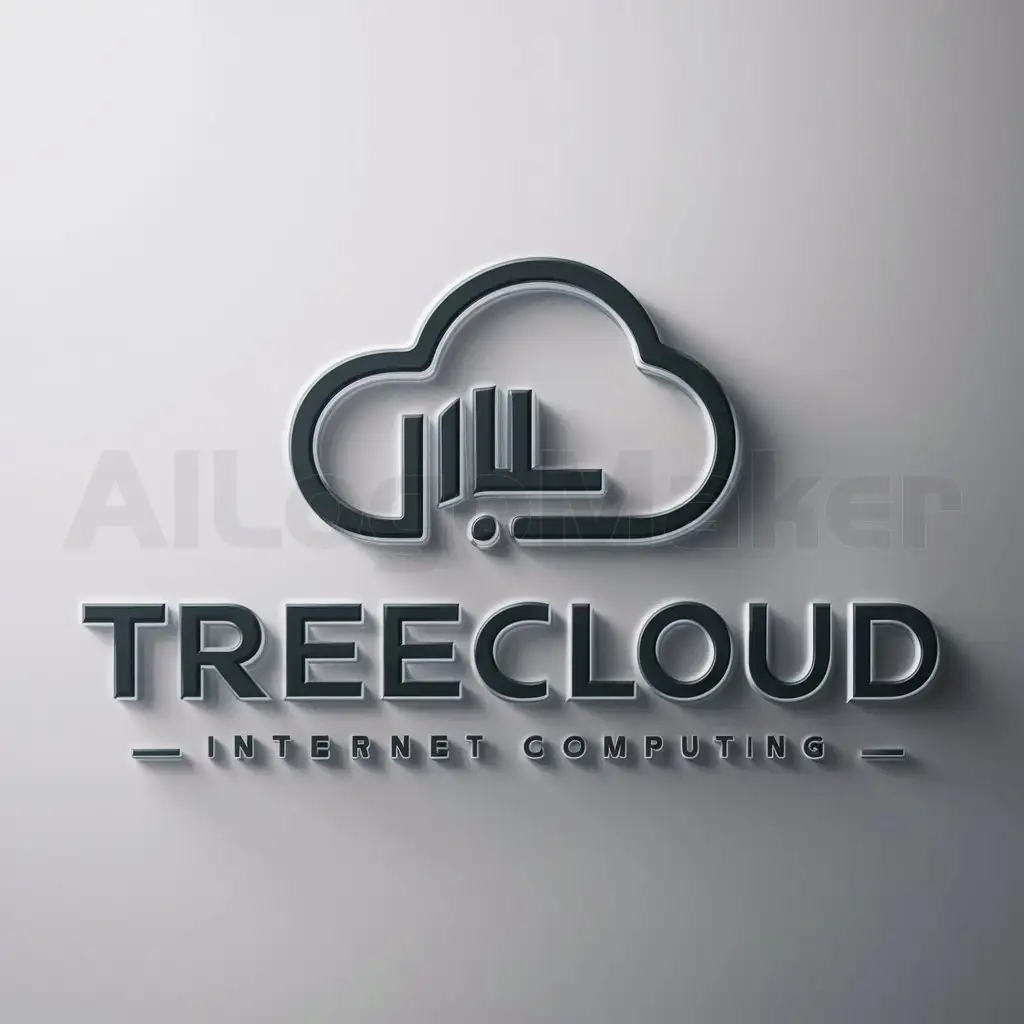a logo design,with the text "TreeCloud", main symbol:cloud computing, cloud, high-end, simple, science fiction,Moderate,be used in Internet industry,clear background