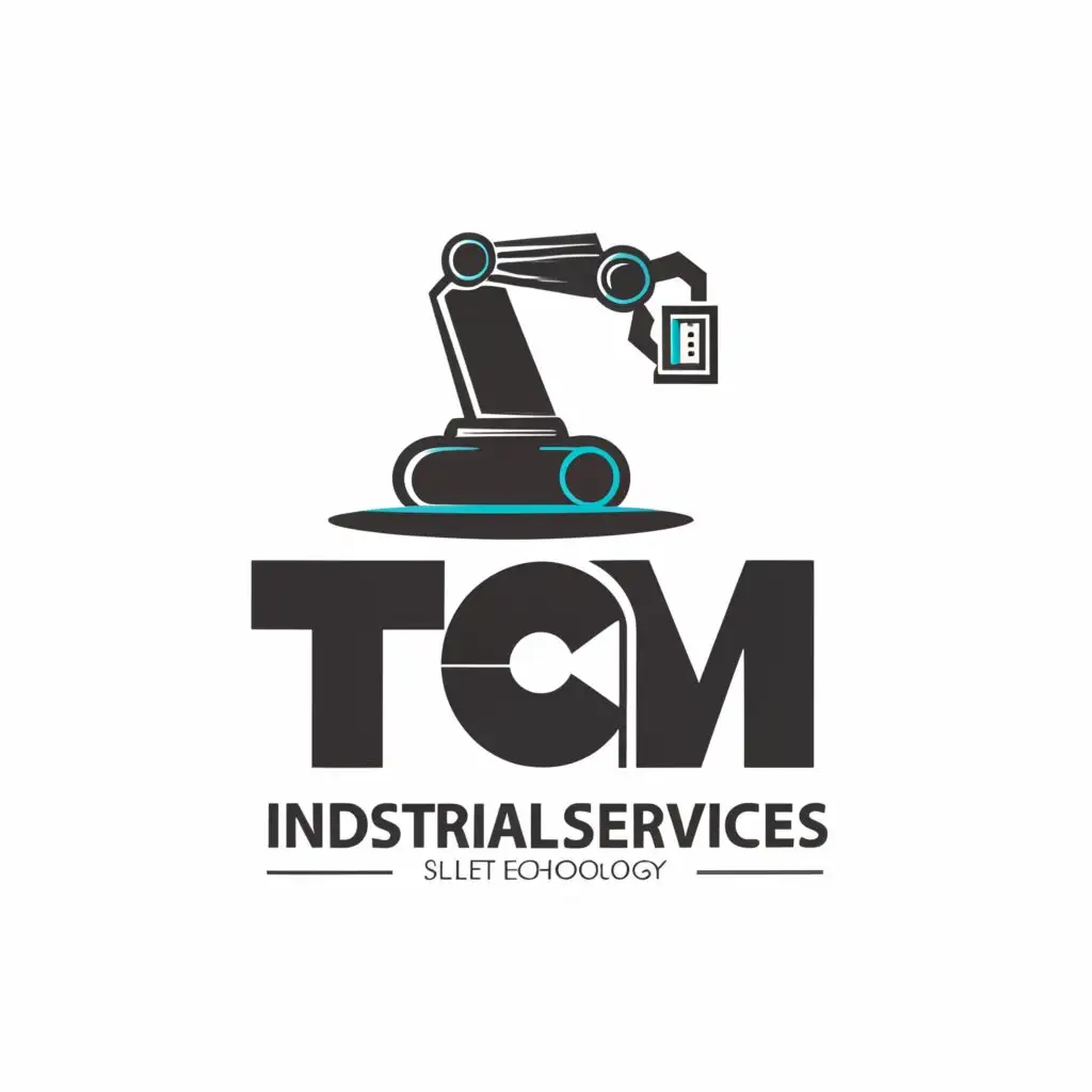 a logo design,with the text "Industrial Services TCM", main symbol:ROBOTIC ARM,Moderate,be used in Technology industry,clear background