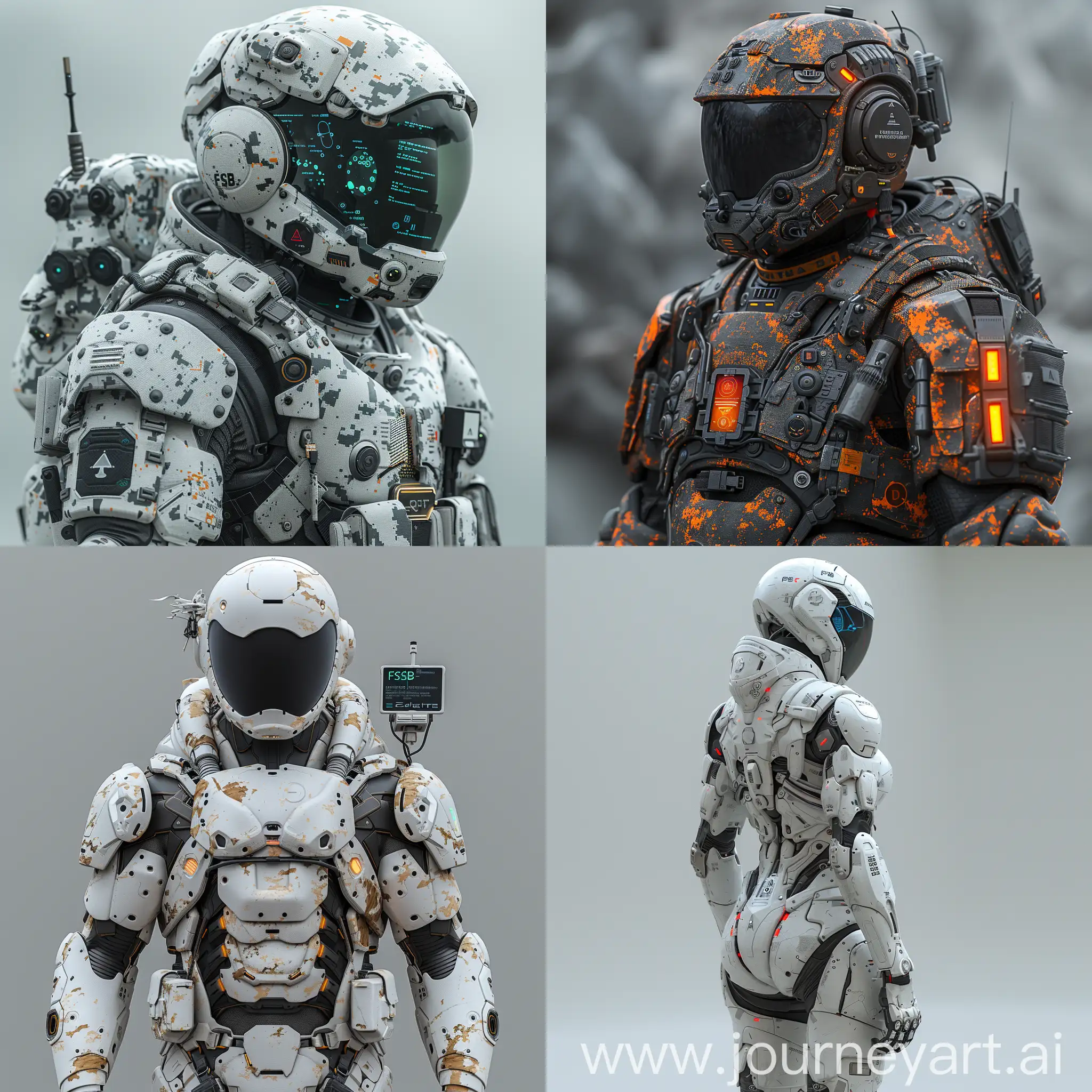 Imaginative futuristic FSB suit, Adaptive Camouflage Skin, Biometric Monitoring System, Enhanced Exoskeleton, Integrated Communication Array, Heads-Up Display (HUD):, Nano-Medical Injectors, Energy Shielding, Multi-Spectrum Vision Modes, Self-Repairing Armor, Silent Movement Actuators, Cloud-Integrated Intelligence, Social Network Profiling Tools, Cyber Warfare Modules, Blockchain-Based Identification, Quantum Encryption, Big Data Analytics Engine, Virtual Training Environment, Internet of Things (IoT) Integration, Automated Language Translation, Remote Drone Control Interface, Morphing Outer Shell, Solar Power Panels, Holographic Projection Unit, Environmental Adaptation Systems, Stealth Coating, Utility Drones, Weapon Integration, Grapple-Hook Launchers, Emergency Medical Pod, Detachable Reconnaissance Modules, Wi-Fi Signal Boosters, Data Stream Projectors, Crowdsourced Intelligence Gathering, Hack-Proof Firewalls, Peer-to-Peer Network Nodes, Digital Camouflage, Interactive Surface, Global Positioning System (GPS) Enhancers, E-Paper Displays, Remote Sensing Arrays, unreal engine 5 --stylize 1000