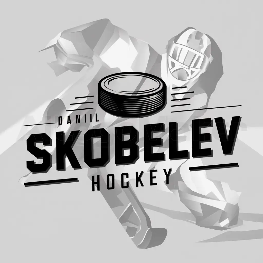 a logo design,with the text "Daniil Skobelev Hockey", main symbol:🥅,Moderate,clear background