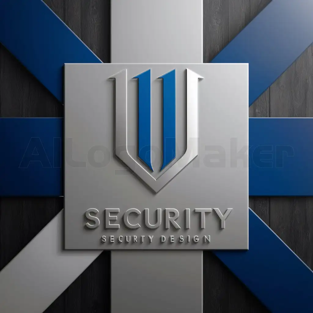 a logo design,with the text '11', main symbol:a mixture of royal blue and a plain silver crest. The background should be decorated with dark wood, silver and royal blue,Minimalistic,be used in Security industry,clear background