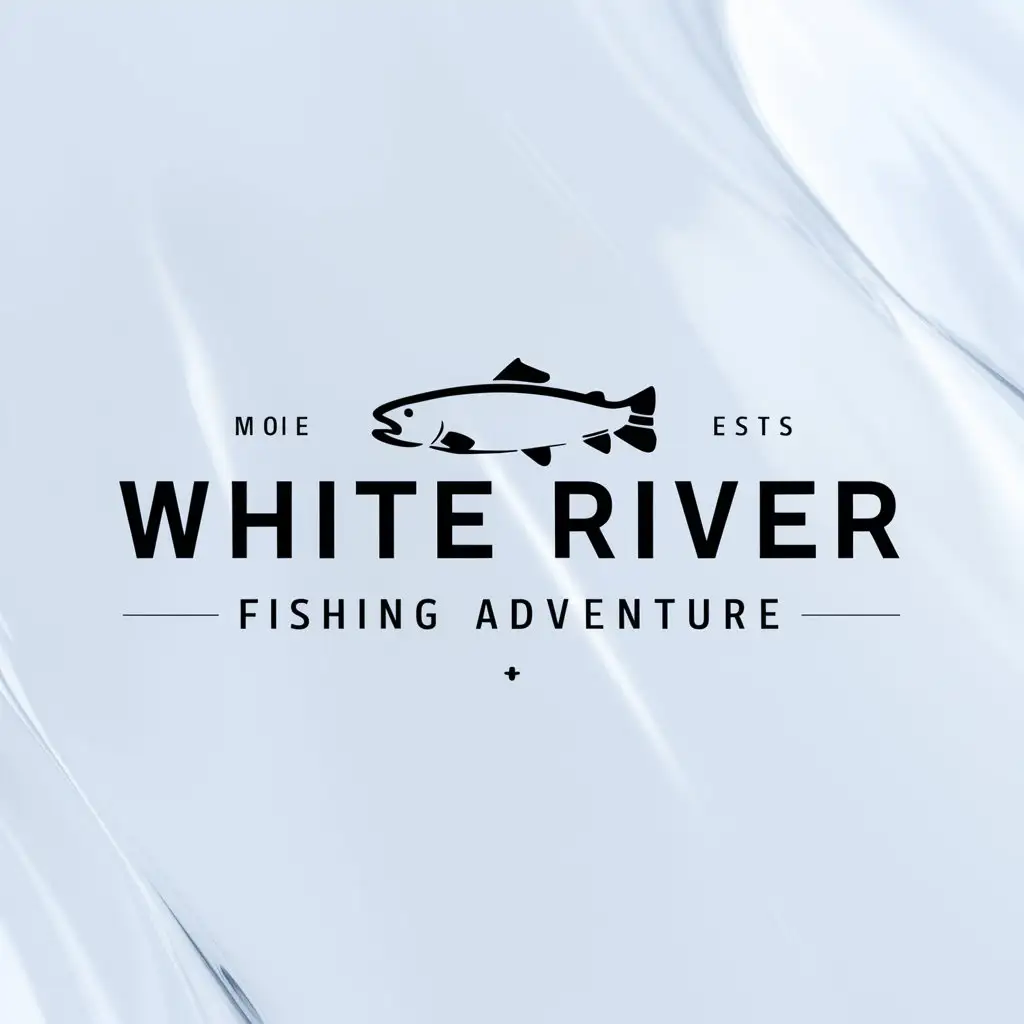 a logo design,with the text "White River Fishing Adventure", main symbol:trout fish,Minimalistic,clear background