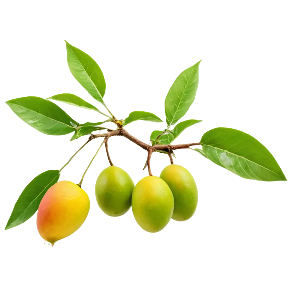 HighQuality-PNG-Image-of-a-Luscious-Mango-Fruit-Hanging-on-the-Tree-Captivating-Visuals-for-Various-Applications