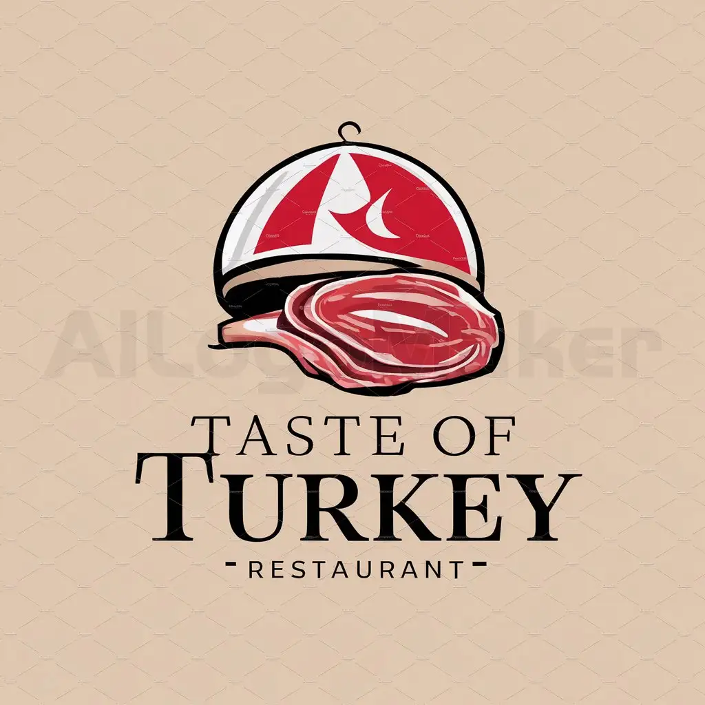 LOGO-Design-for-Taste-of-Turkey-Authentic-Turkish-Cuisine-Emblem-with-Traditional-Cap-and-Meat