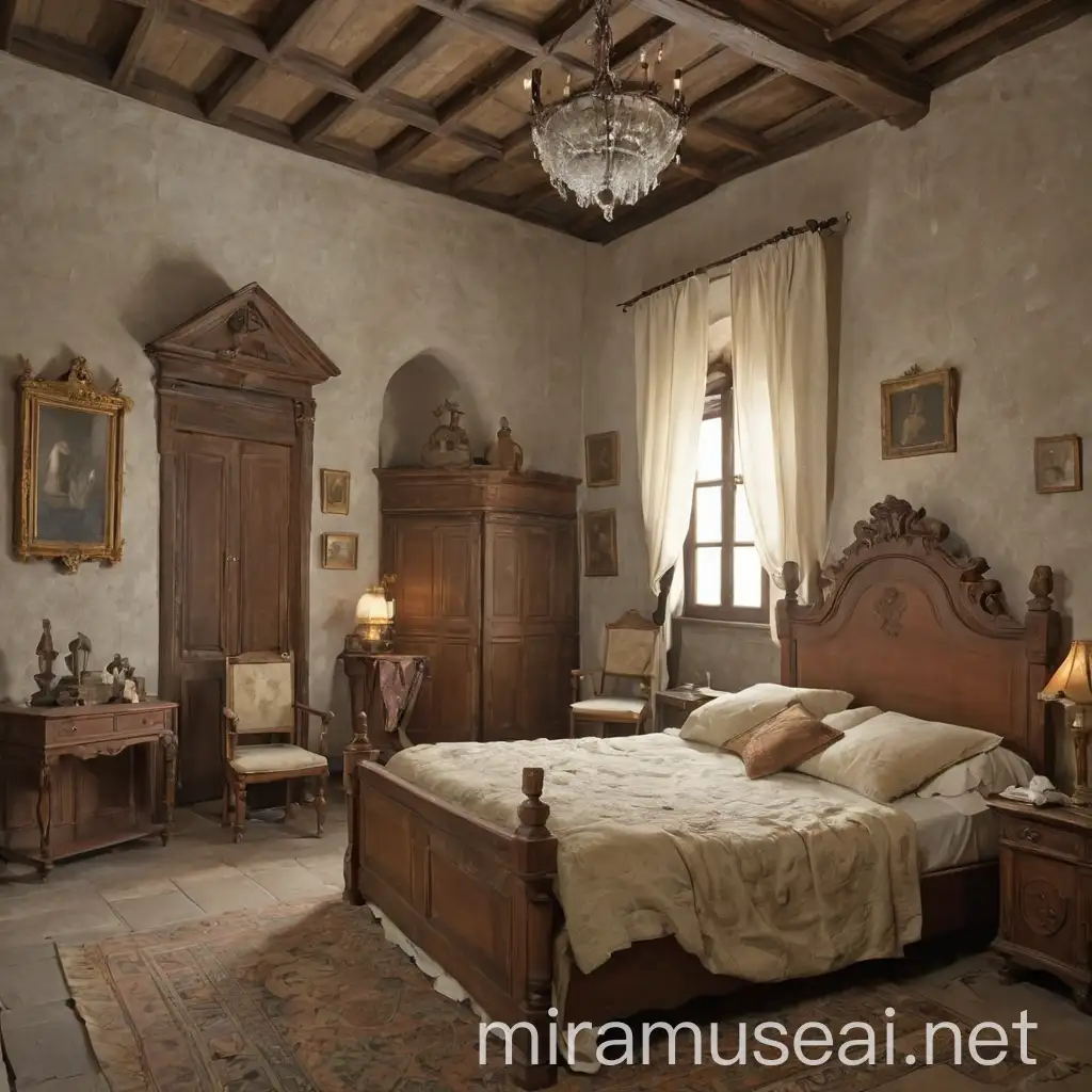 old bedroom, 16 century, old castle
