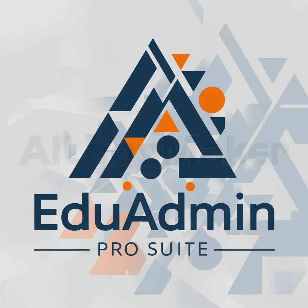 a logo design,with the text "EduAdmin Pro Suite", main symbol: Stylized "EA" monogram (for EduAdmin) formed by overlapping geometric shapes (triangles, squares, or circles) in a contrasting color scheme, with a clean, sans-serif font like Montserrat or Open Sans, in a bold weight, and a combination of a deep blue (trust, professionalism) and a bright accent color like orange or green (growth, energy).

(There's no translation required as the input is already in English),Moderate,be used in Technology industry,clear background