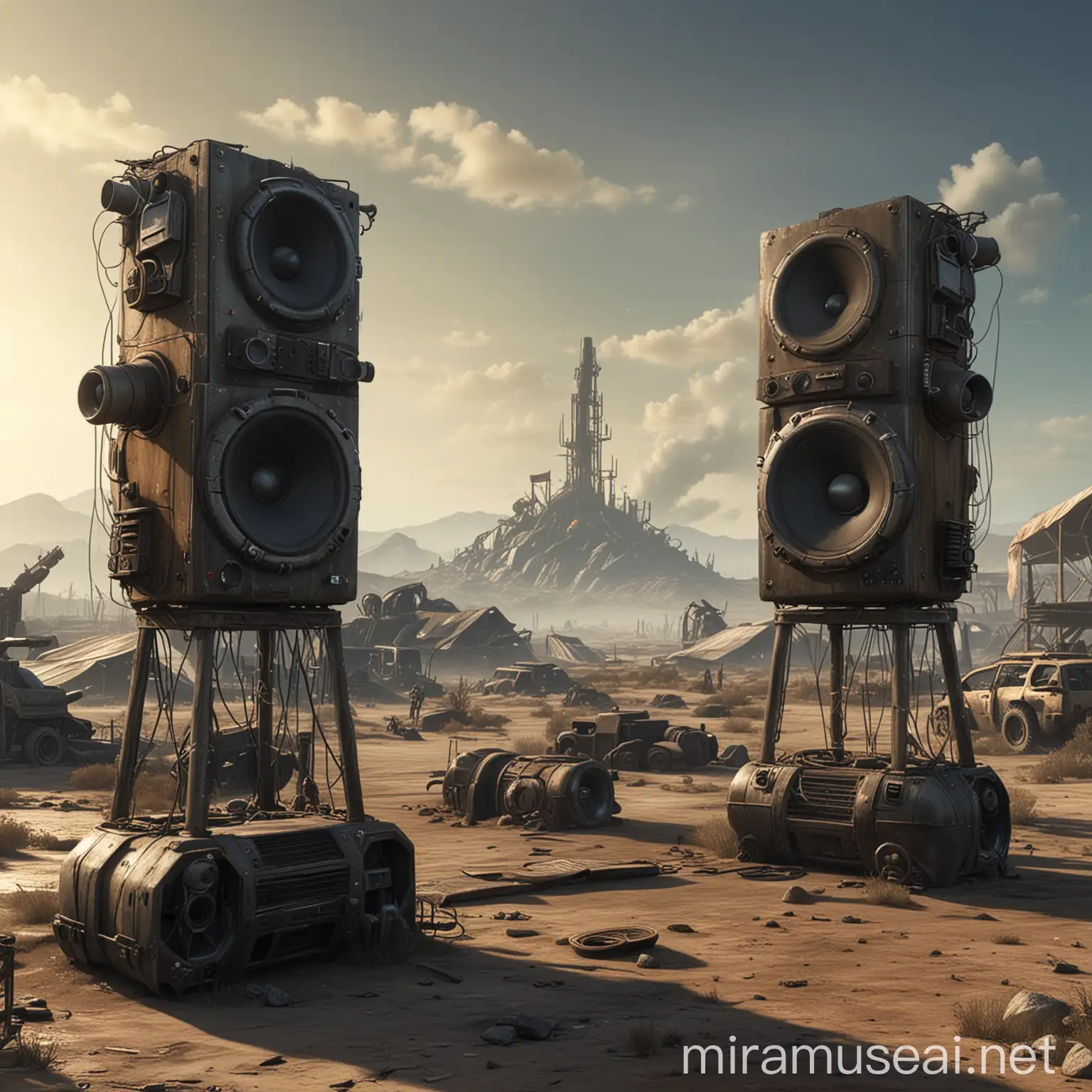 PostApocalyptic Techno Party in the Fallout Universe with Massive Speakers