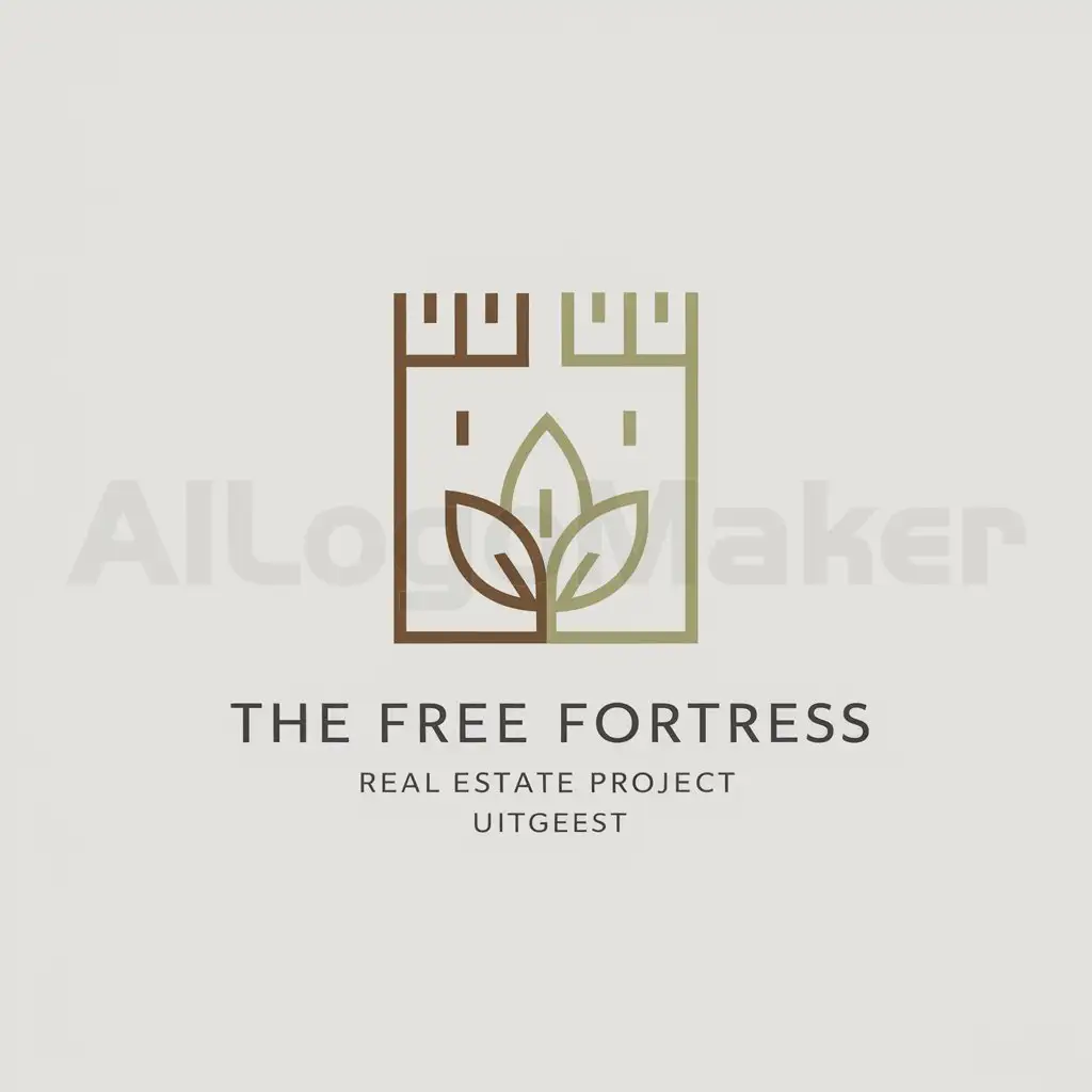 a logo design,with the text "The Free Fortress", main symbol:a logo for a real estate project in Uitgeest. incorporate something of a castle and sustainability into this,Minimalistic,be used in Uitgeest industry,clear background