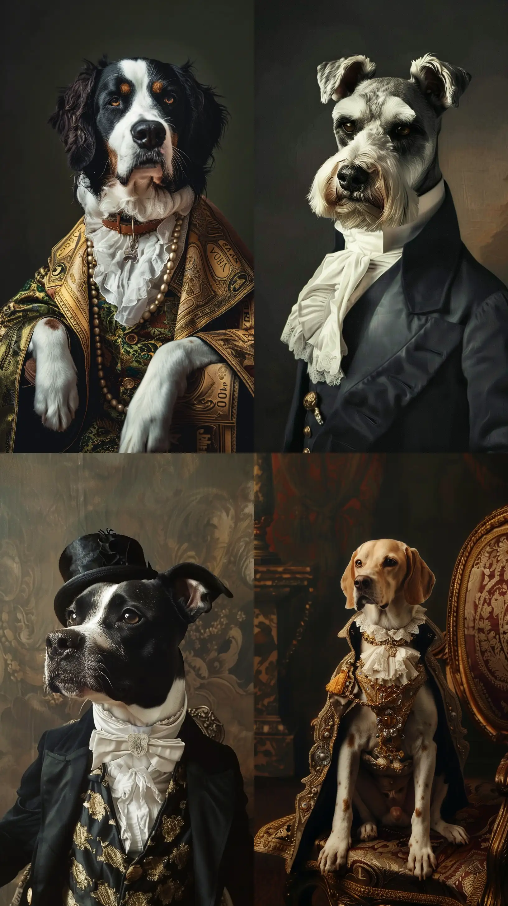 Dogs in the style of old money --ar 9:16