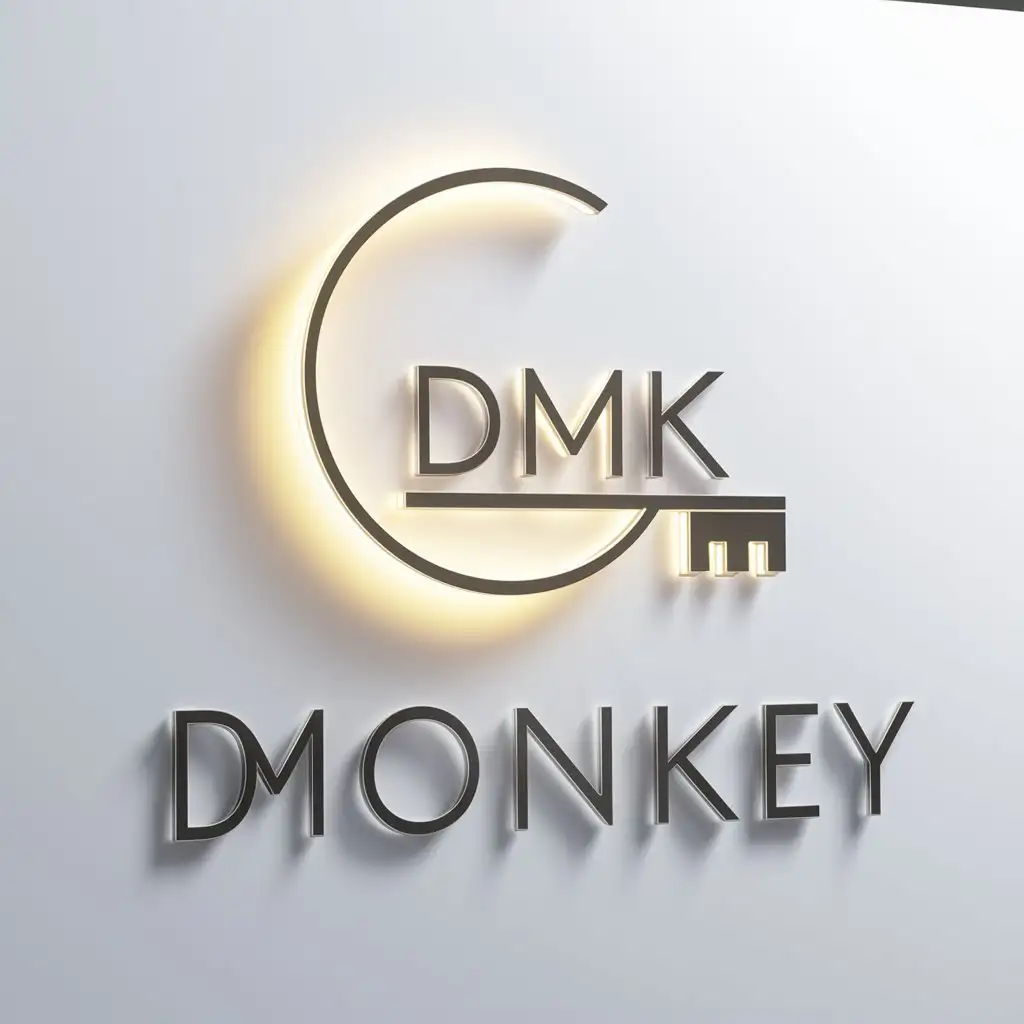 a logo design,with the text "Digital Moonkey", main symbol:DMk,Minimalistic,clear background