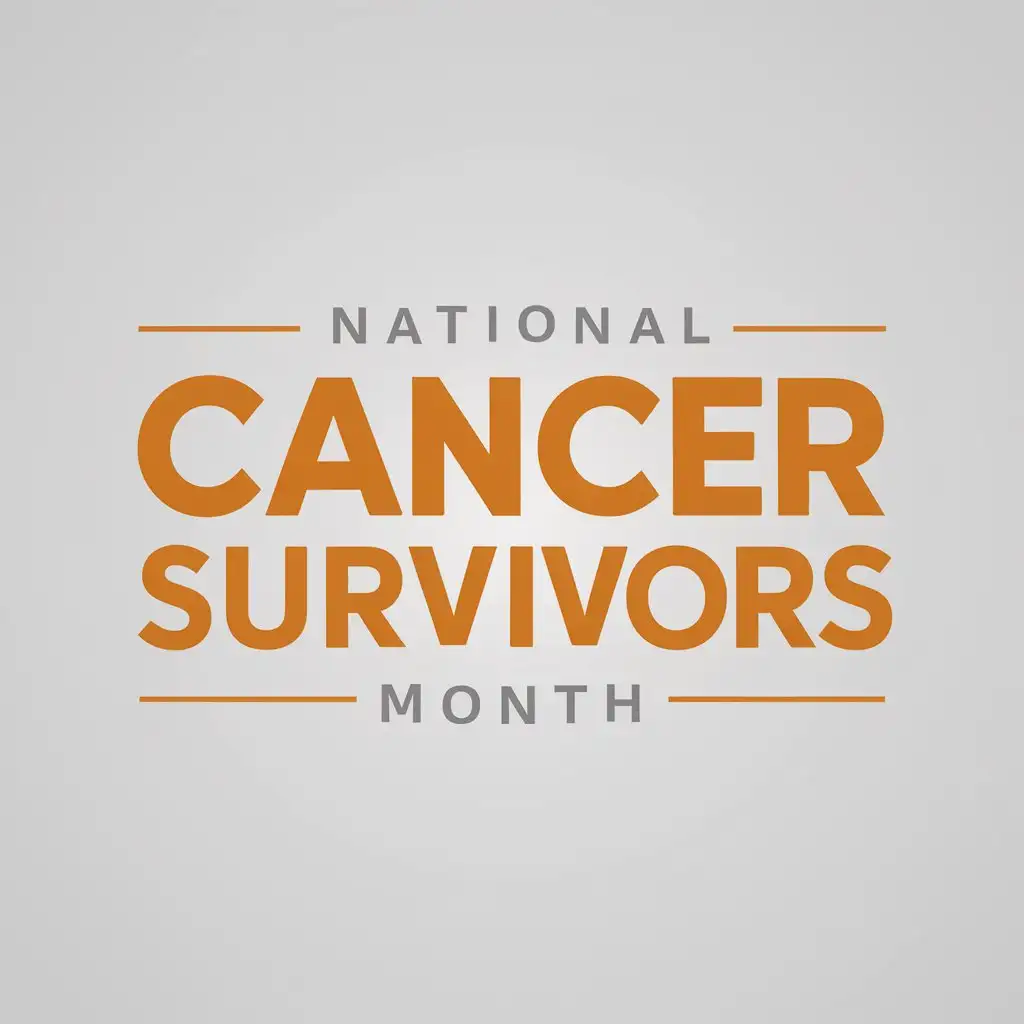 a logo design,with the text "NATIONAL CANCER SURVIVORS MONTH", main symbol:Just orange text,Moderate,clear background