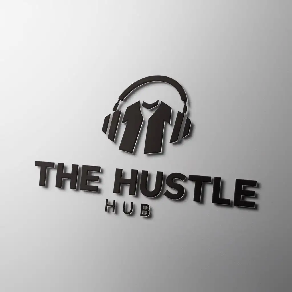 a logo design,with the text "The Hustle Hub", main symbol:Clothes Headphones,Moderate,be used in Retail industry,clear background