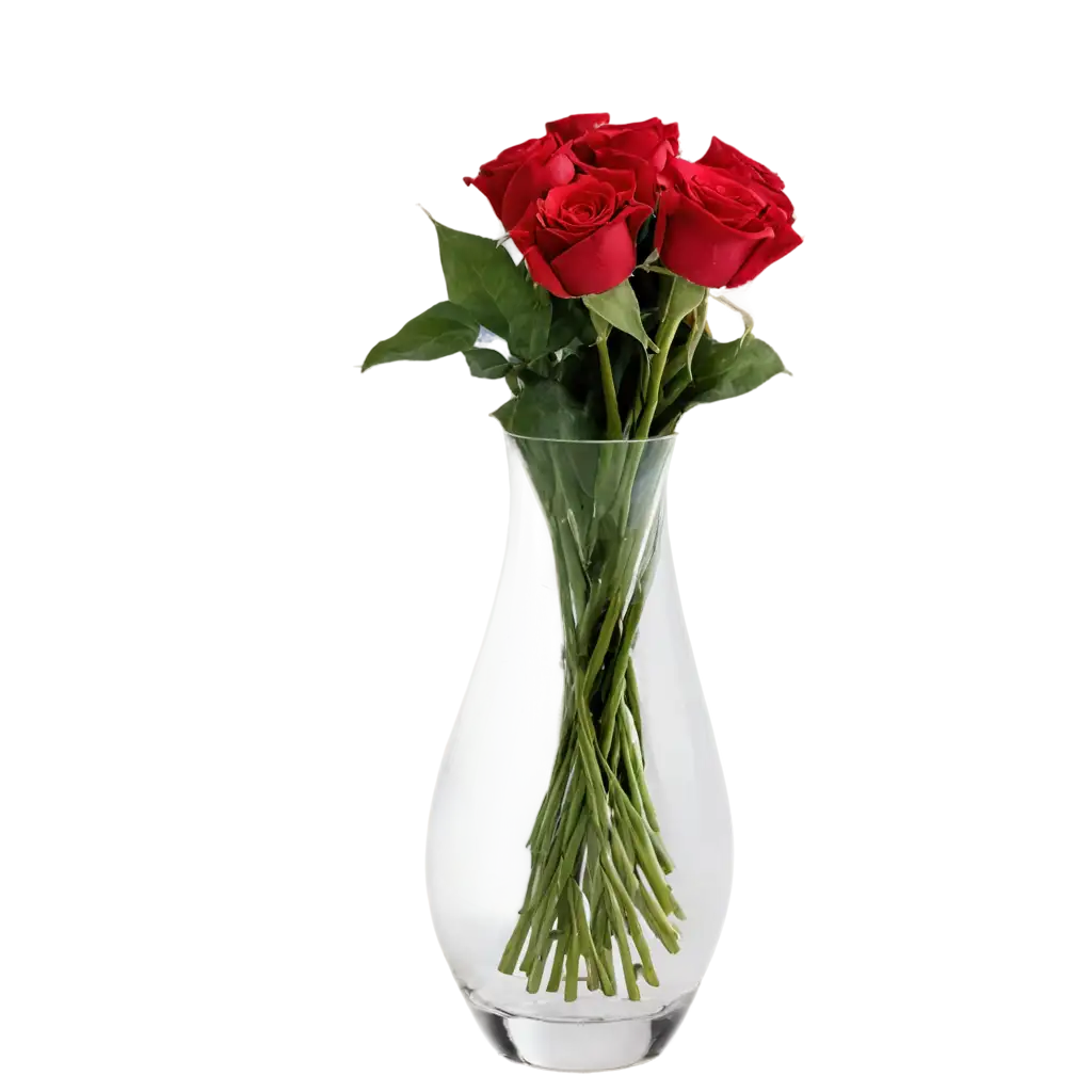 Stunning-PNG-Image-of-a-Glass-Vase-with-Ten-Red-Roses