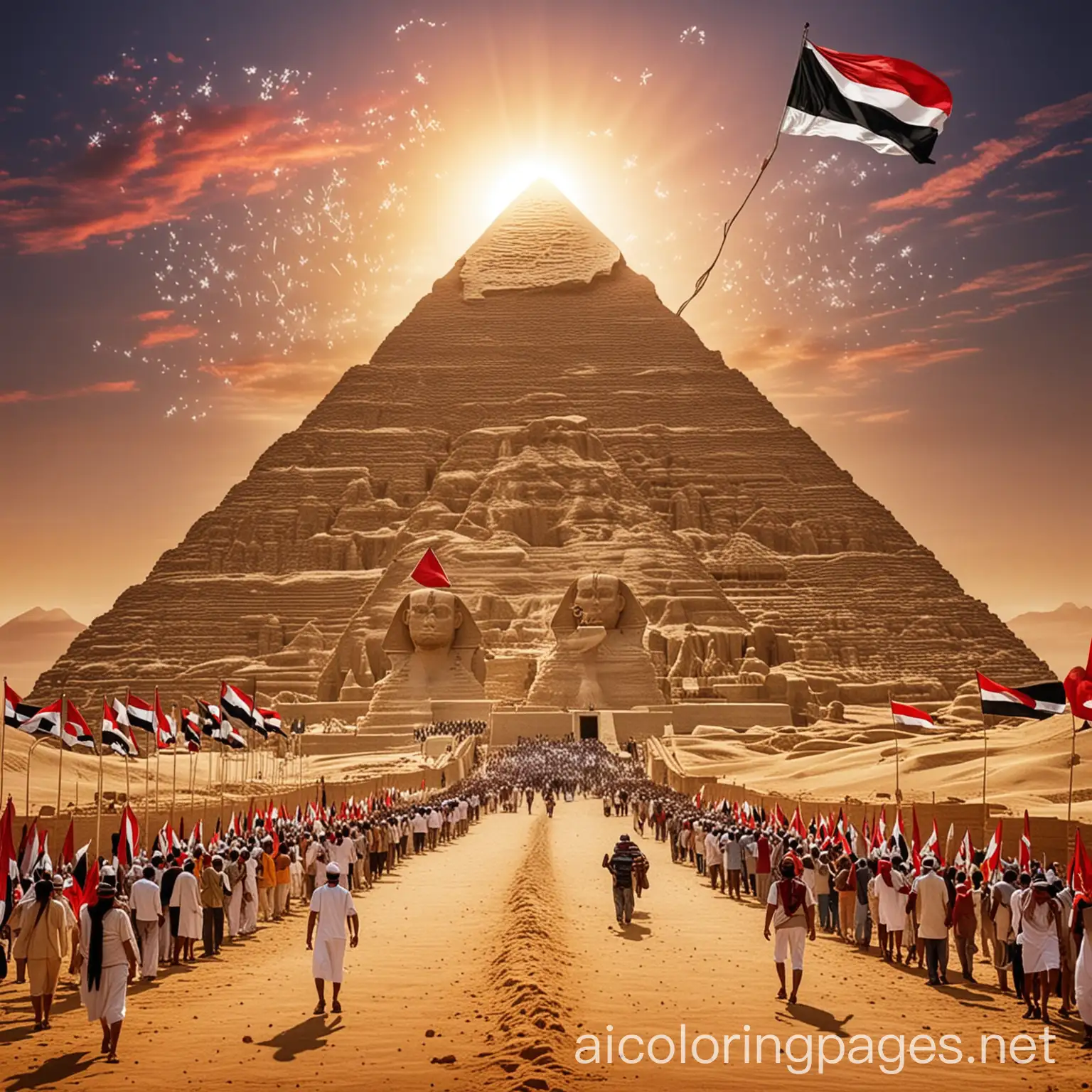 Egypt-Revolution-Anniversary-Celebration-with-Pyramids-and-Flag