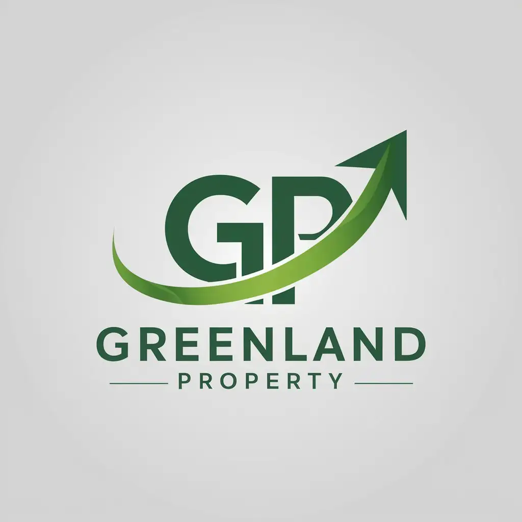 a logo design,with the text "Greenland Property", main symbol:Modern Real Estate Logo Designncreate a logo for my real estate rental company named 'Greenland Property'.nKey Points:n- Design Style: Prefer a modern style for the logon- Elements: Incorporate the initials of the company name (GP) into the designn- Color Scheme: Green and white are the primary colors for this logo,Moderate,be used in real estate rental company industry,clear background