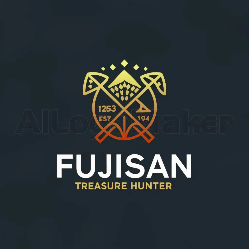 a logo design,with the text "FUJISAN TRESURE HUNTER
THE DIGGING
", main symbol:Gem shovel pickaxe,Moderate,be used in Events industry,clear background