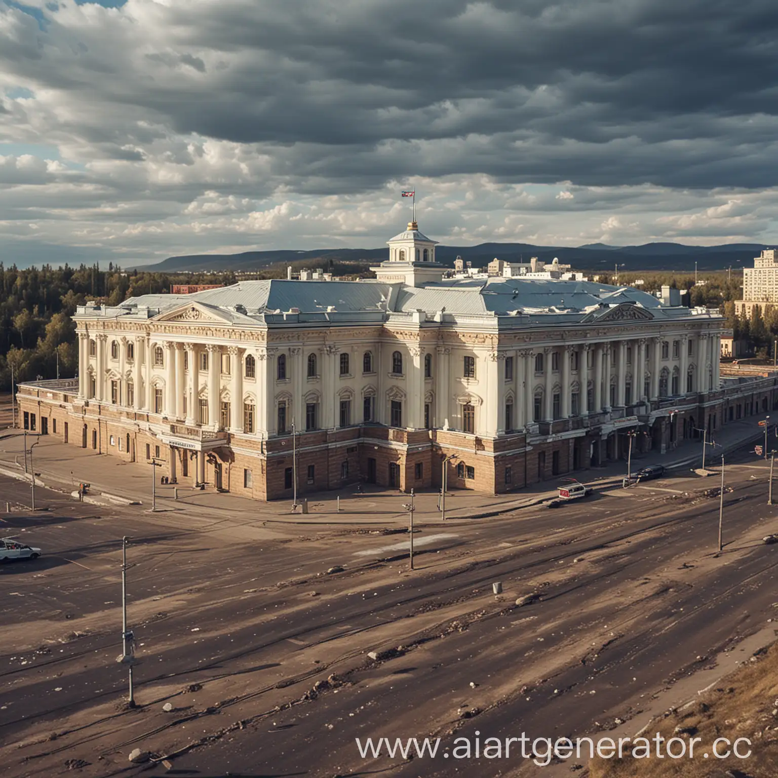 здание речной вокзал в городе Красноярск в стиле неоклассика