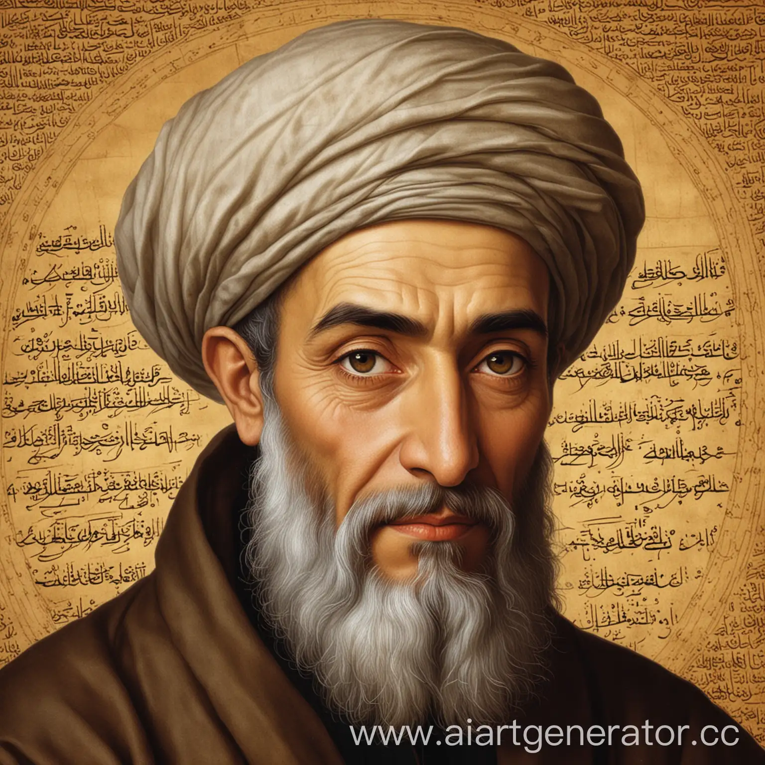 AlKhwarizmi-Mathematician-Portrait-Revolutionary-Scholar-with-Scrolls-and-Abacus