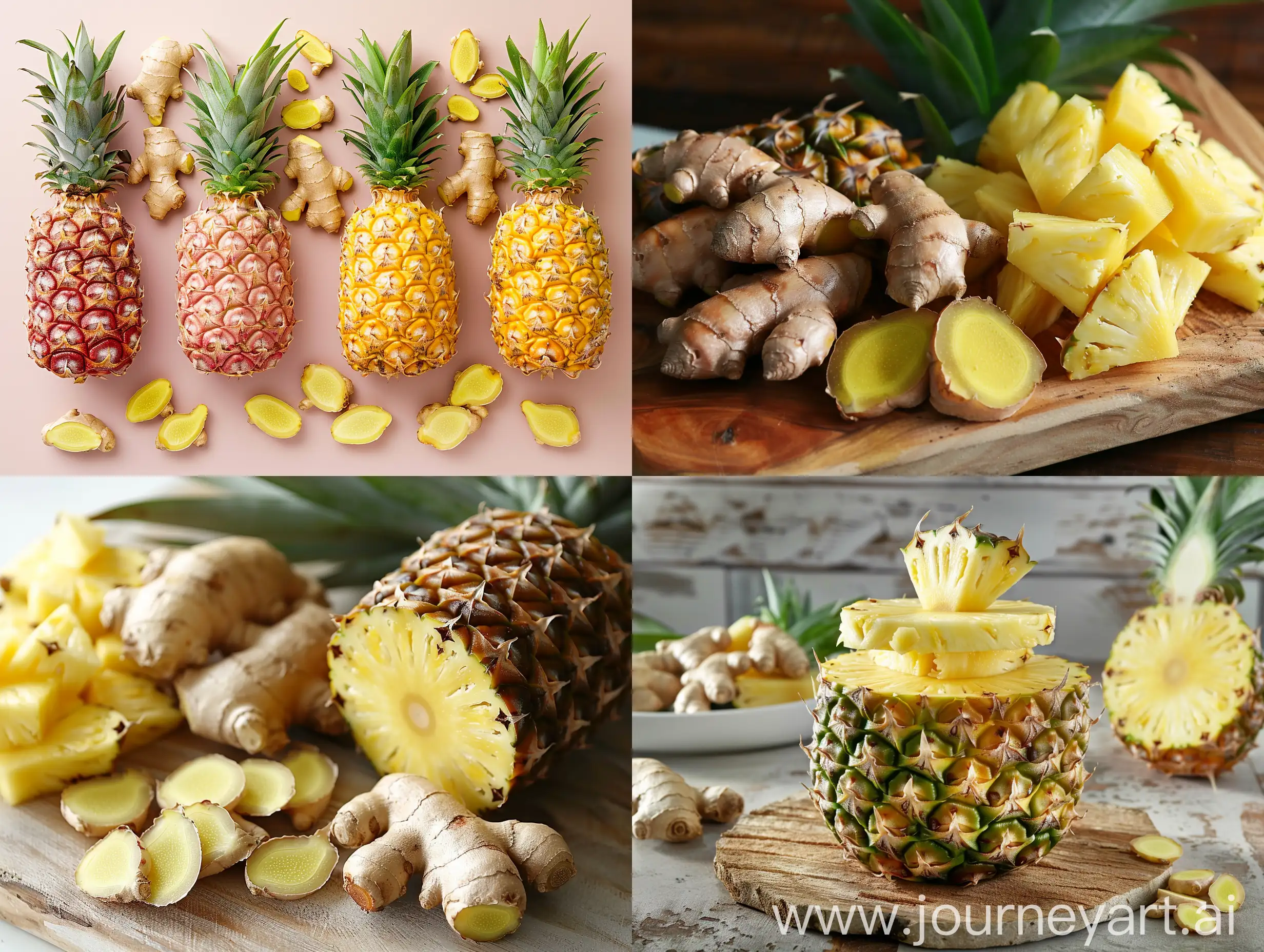 Vibrant-Pineapple-and-Ginger-Display-in-Realistic-Advertising-Photo