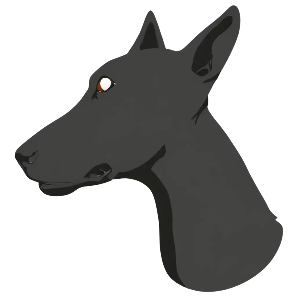 doberman head with white silhouette
