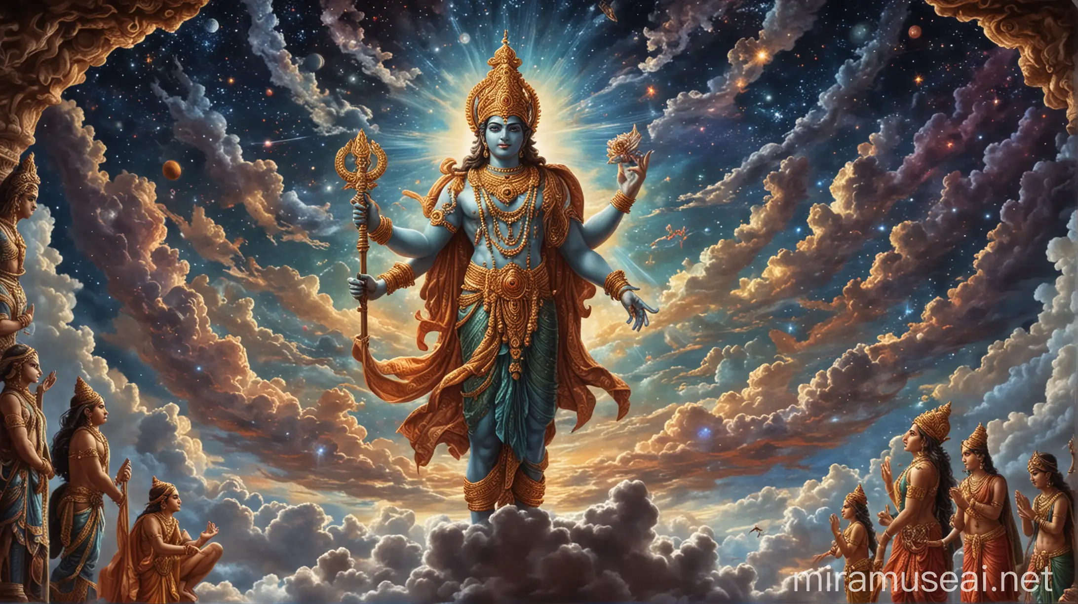 Lord Vishnu overseeing the Universe Sky haven lot of Universe