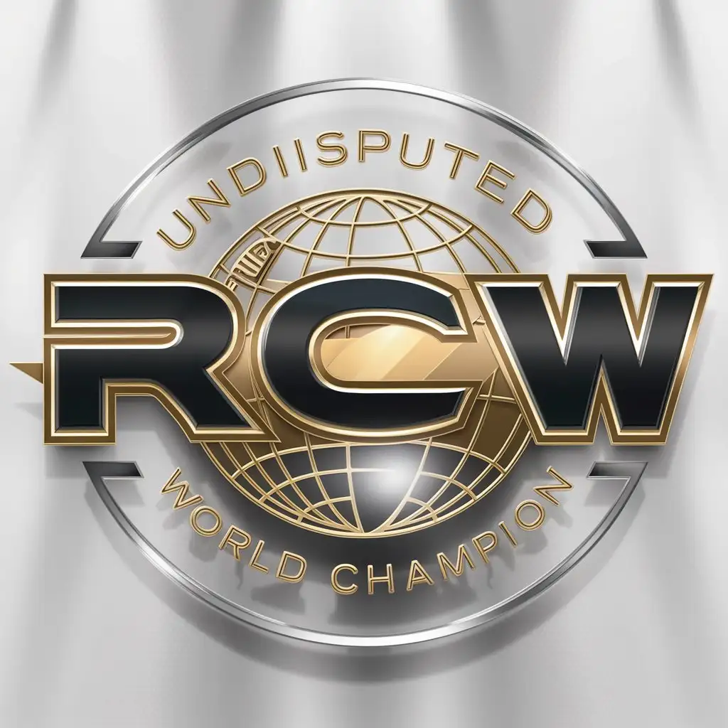 a logo design,with the text "RCW Undisputed World Champion", main symbol:round gold world,complex,clear background