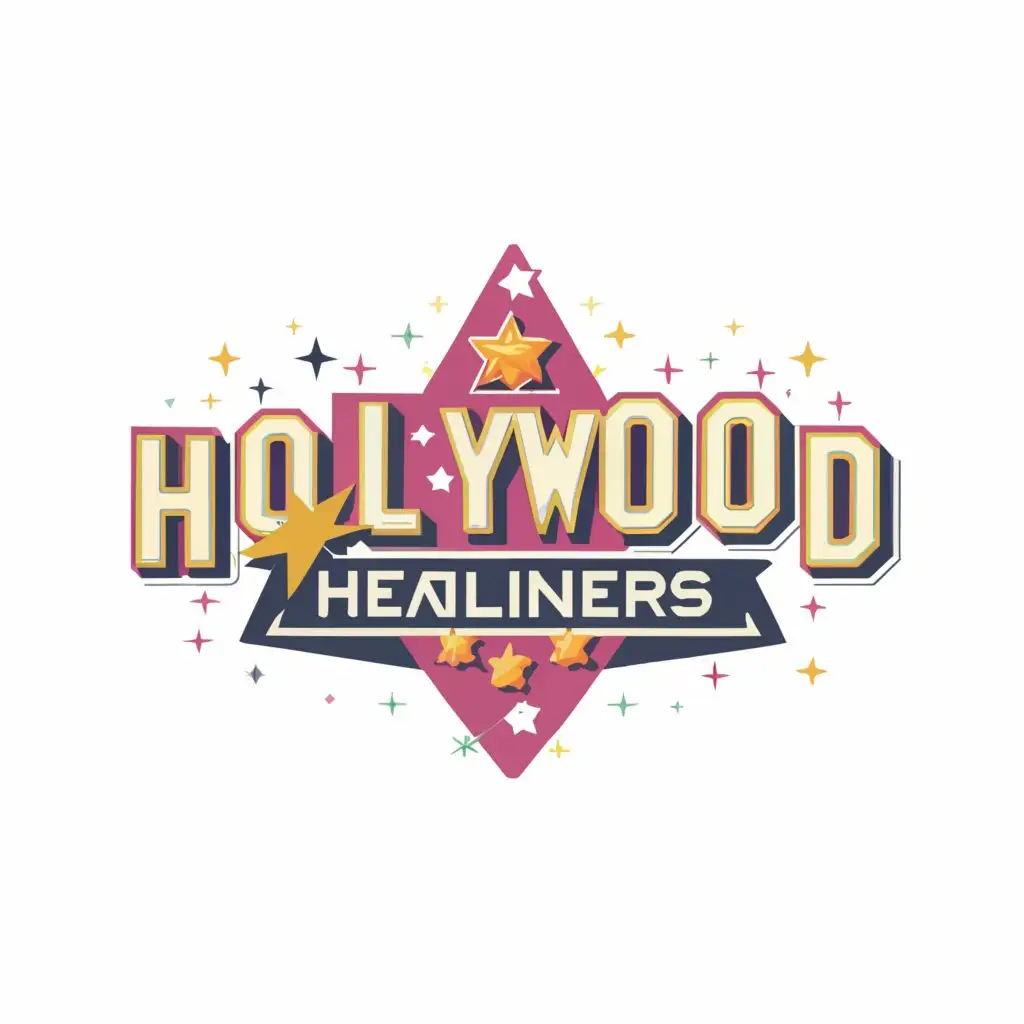 a logo design,with the text "Hollywood Headliners", main symbol:"""
create Playful Logo called  "Hollywood Headliners",  the logo is  "Hollywood Headliners",  a knack for playfulness and innovation.  create a logo that embodies my company "Hollywood Headliners".

Key Tasks:
- Design a playful, exciting logo.
- Incorporate industry-related icons into the design.


 a logo that conveys the thrill of entertainment and recognizes my brand as a significant name in the industry.  encapsulate the energy of Hollywood in one engaging design.

 reupholstering headliners in vehicles. Id like the logo to be automotive related, 
""",complex,be used in Entertainment industry,clear background