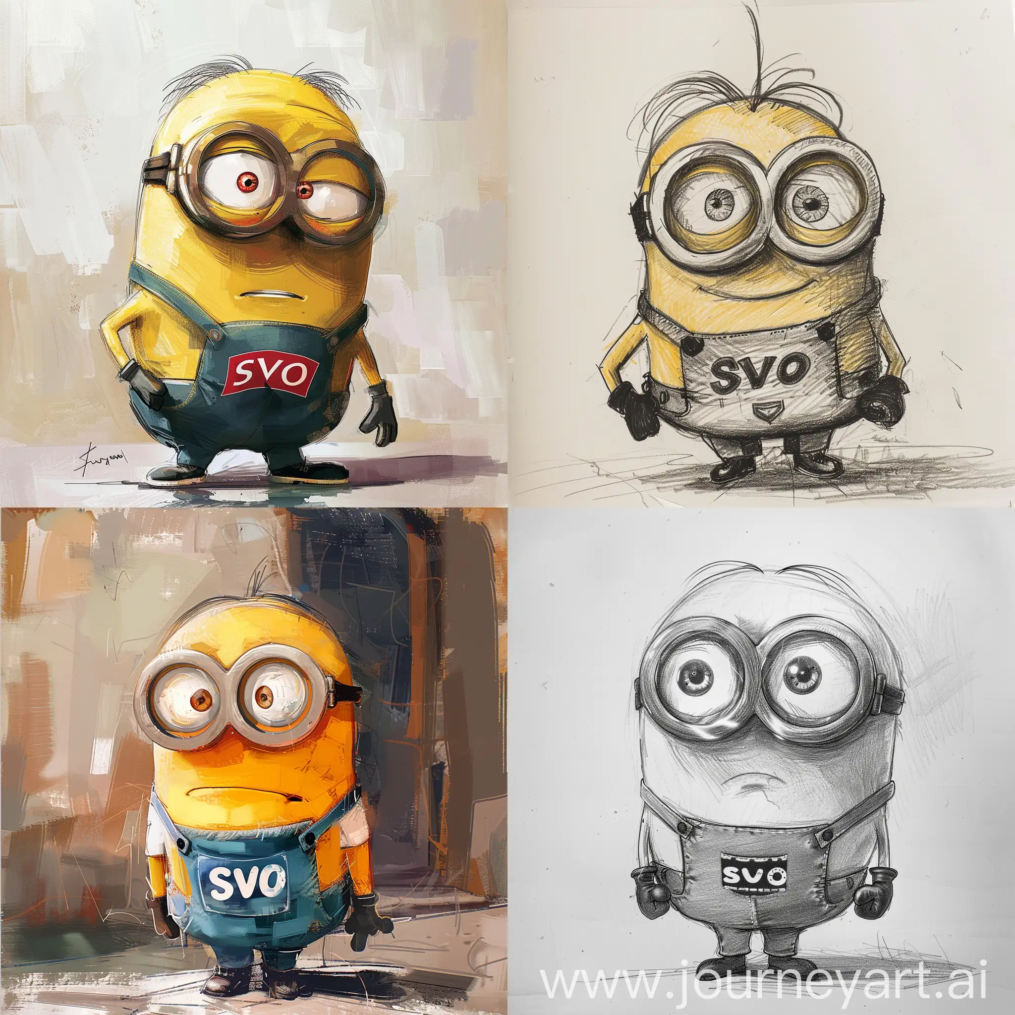 Draw Extractive industries in underdeveloped countries, minion with t-shirt svo