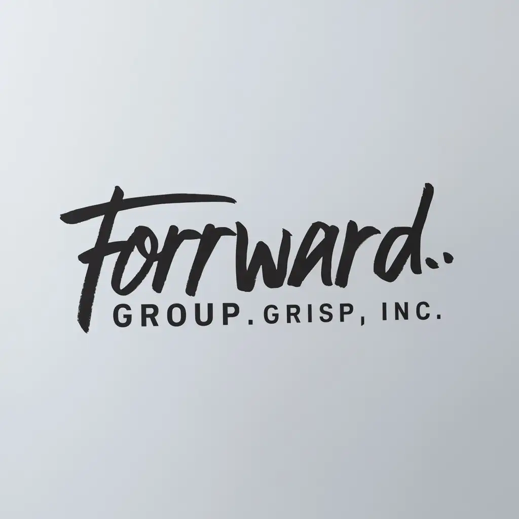 Handwriting The Forward group INC Logo. Forward sign logo. Simple white background, Trucking logo