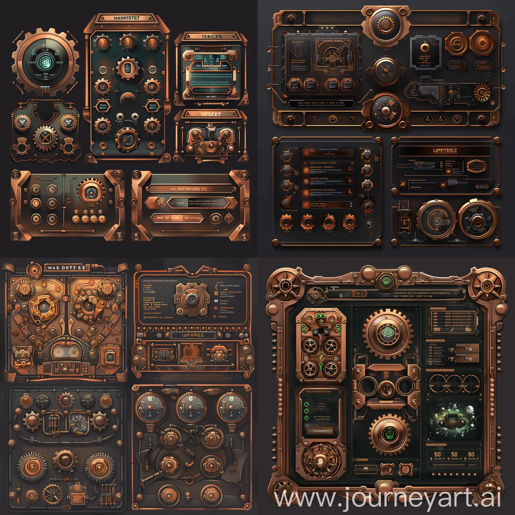 SteampunkRetro-Robot-Control-Interface-with-Gear-Icons-and-Copper-Panels