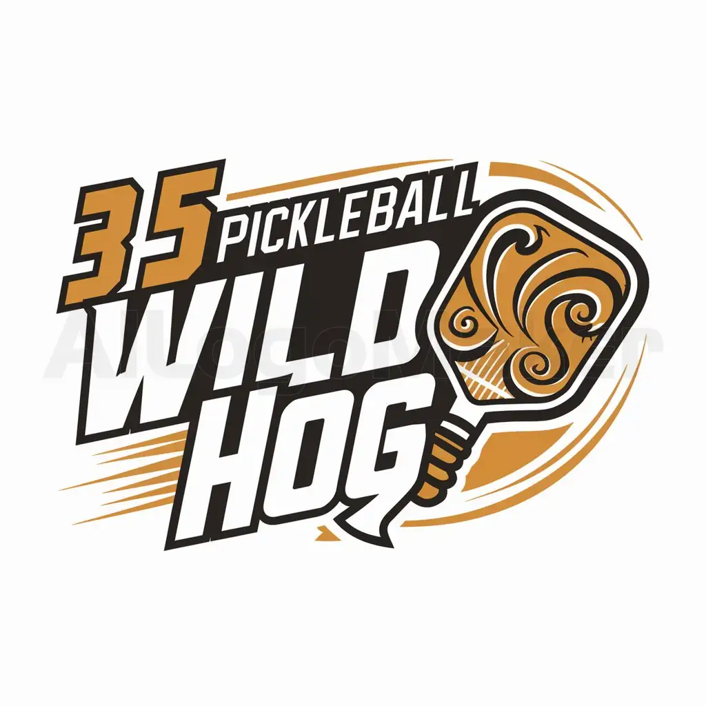 a logo design,with the text "3.5 Pickleball Wild Hogs", main symbol:Pickleball Paddle,complex,clear background