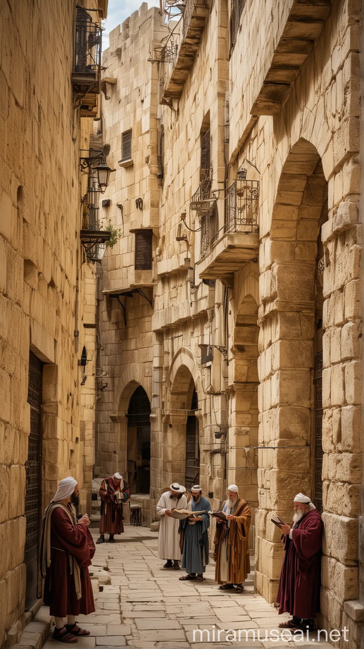 Ancient Bible Scholars Studying in Old Jerusalem