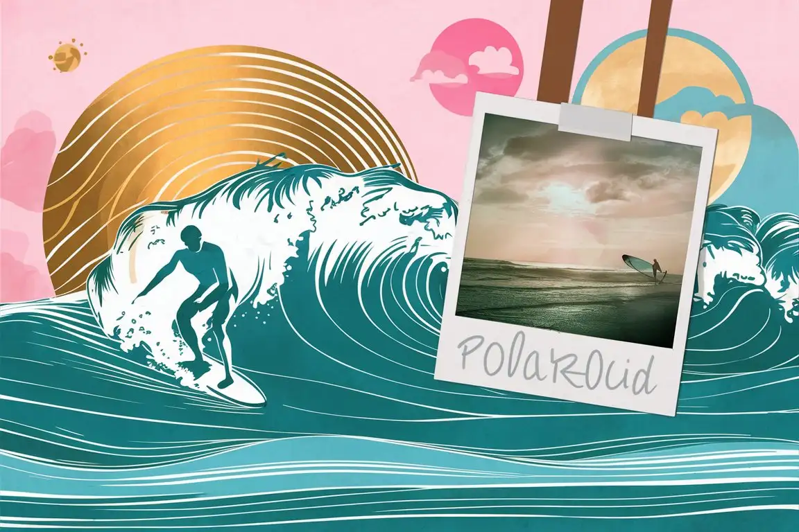 Youthful Surfer Beach Polaroid Template