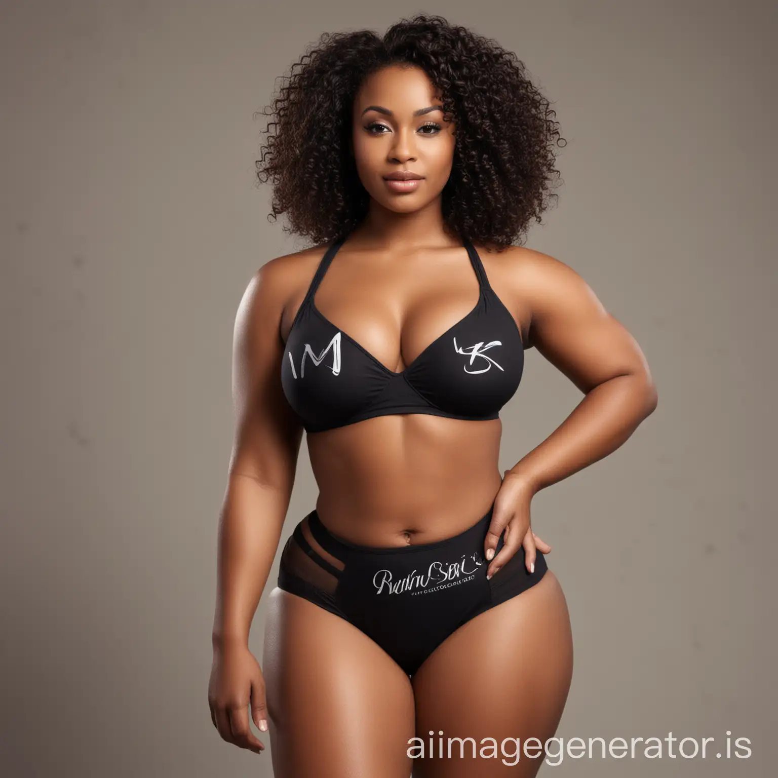 Curvy Black Woman Modeling Body Enhancement Line Logo | AI Image Generator