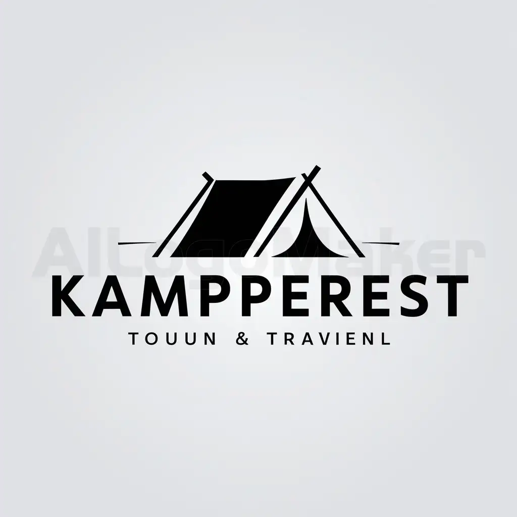 a logo design,with the text "KAMPPEREST", main symbol:Tent,Moderate,be used in Travel industry,clear background