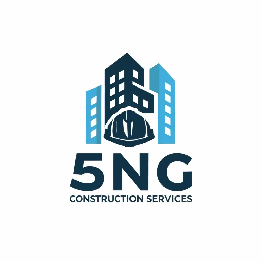 a logo design,with the text "5NG Construction Services", main symbol:Civil engineering hat with buildings as a background,Moderate,be used in Construction industry,clear background