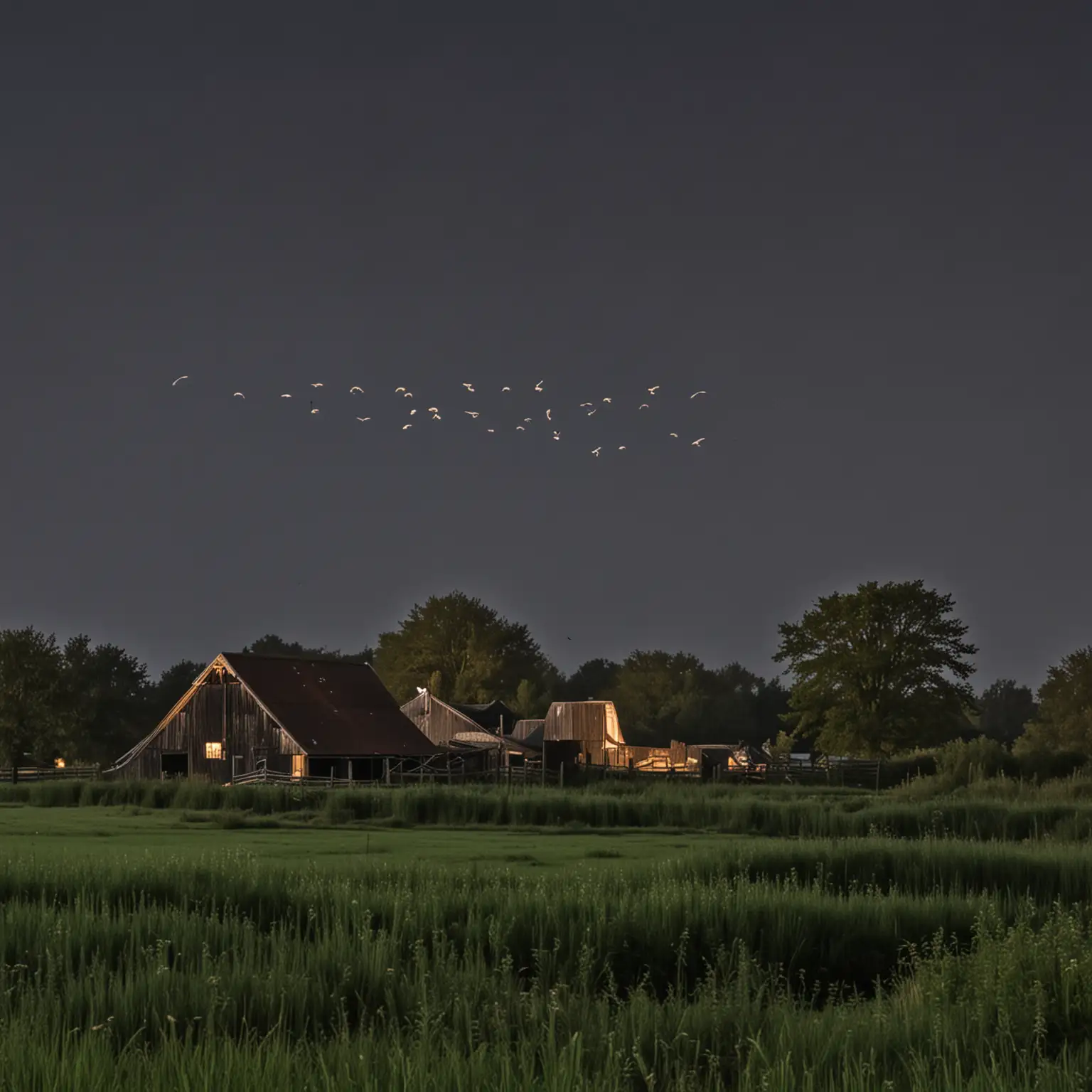 Dusk Wildlife Serenity Tranquil Landscape with Birds Frogs and Barn Owl in Wessinghuizen
