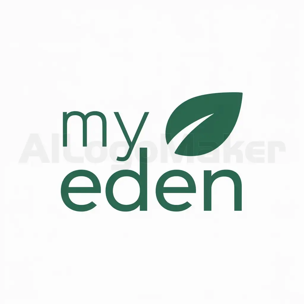 a logo design,with the text "My Eden", main symbol:a green leaf,Moderate,be used in Others industry,clear background