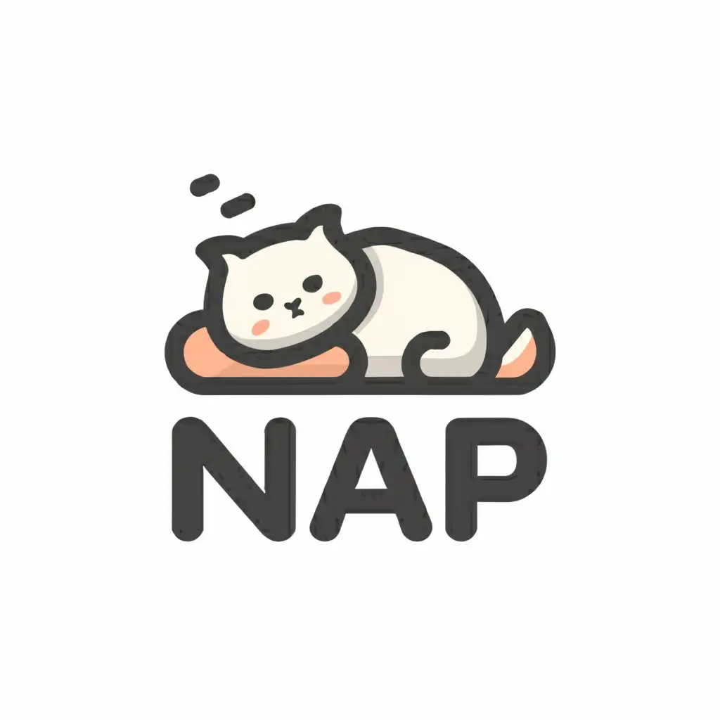 LOGO-Design-For-NAP-Tranquil-Cat-Sleeping-on-Clean-Background