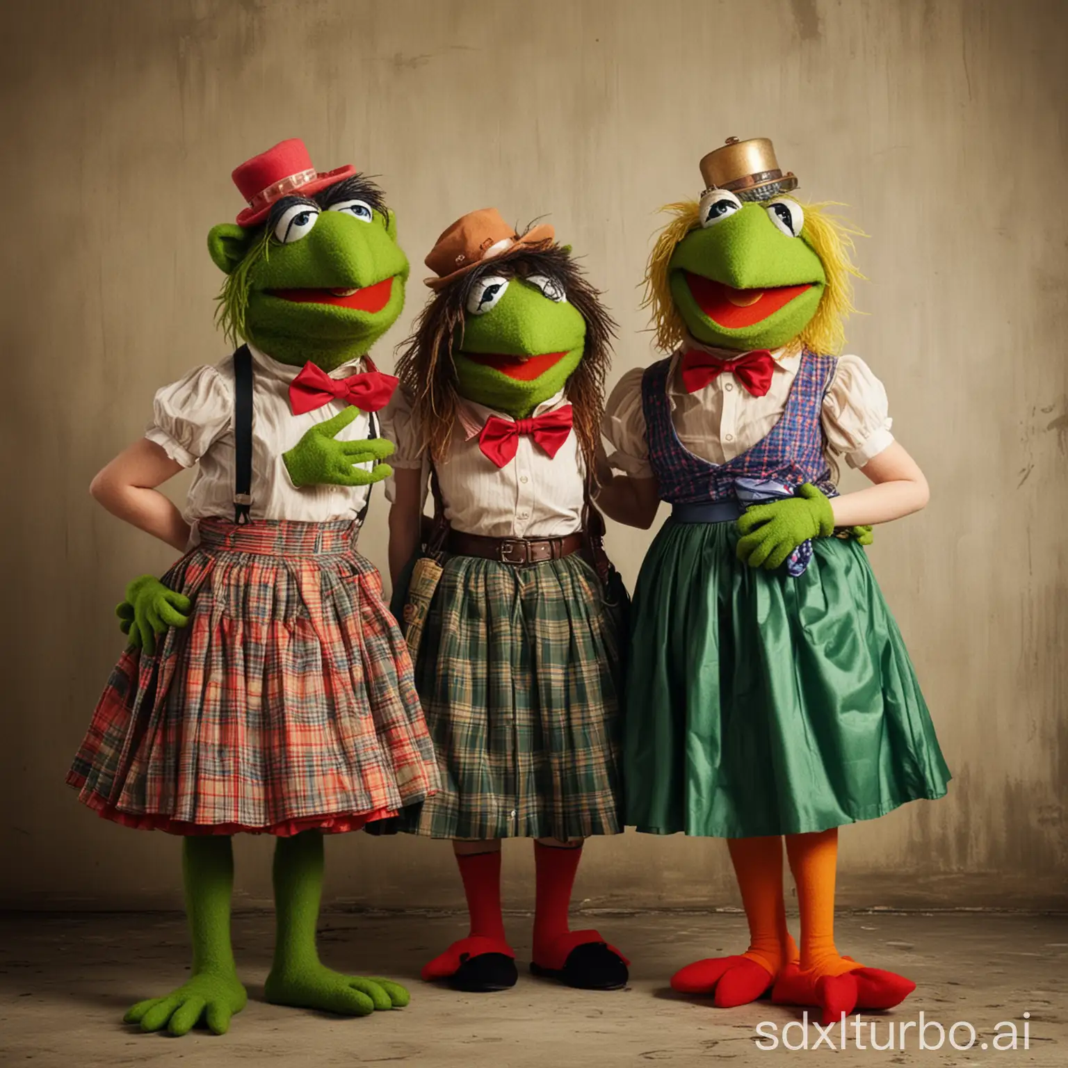 drunken muppets in skirts