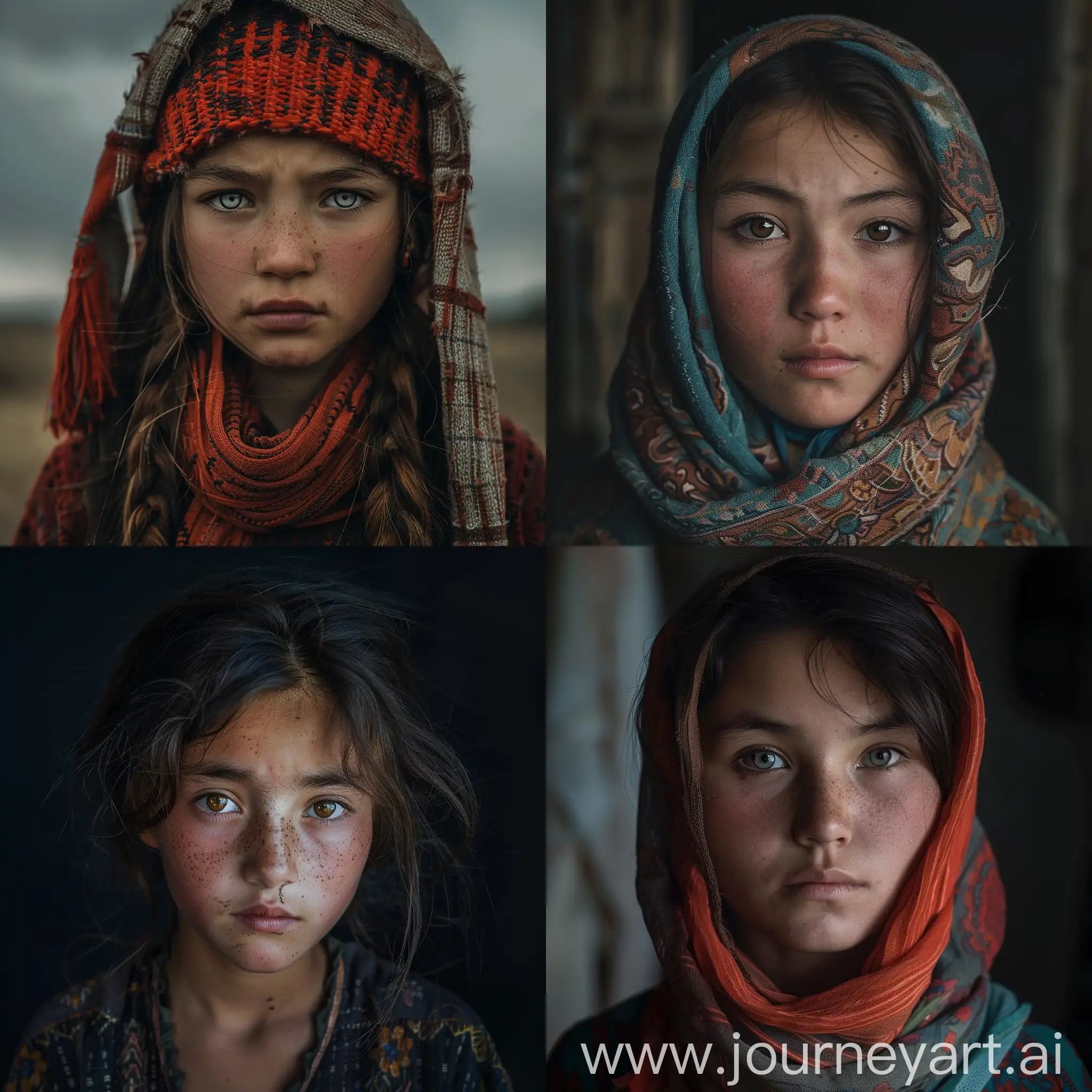 Portrait-of-a-Kazakh-Girl-with-a-Gloomy-Expression